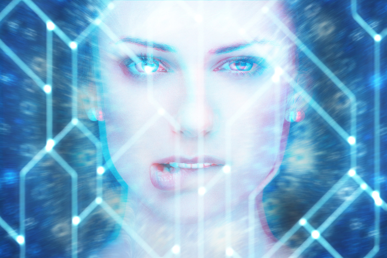 Sexy artificial intelligence bite lips