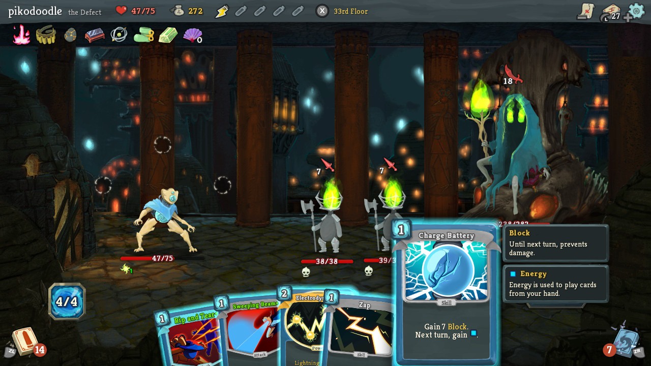 Hráč v roli robota bojuje proti třem nepřátelům. 