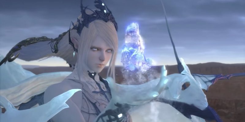 Final Fantasy XVI - neznámá čarodějka vytváří ledové krystaly