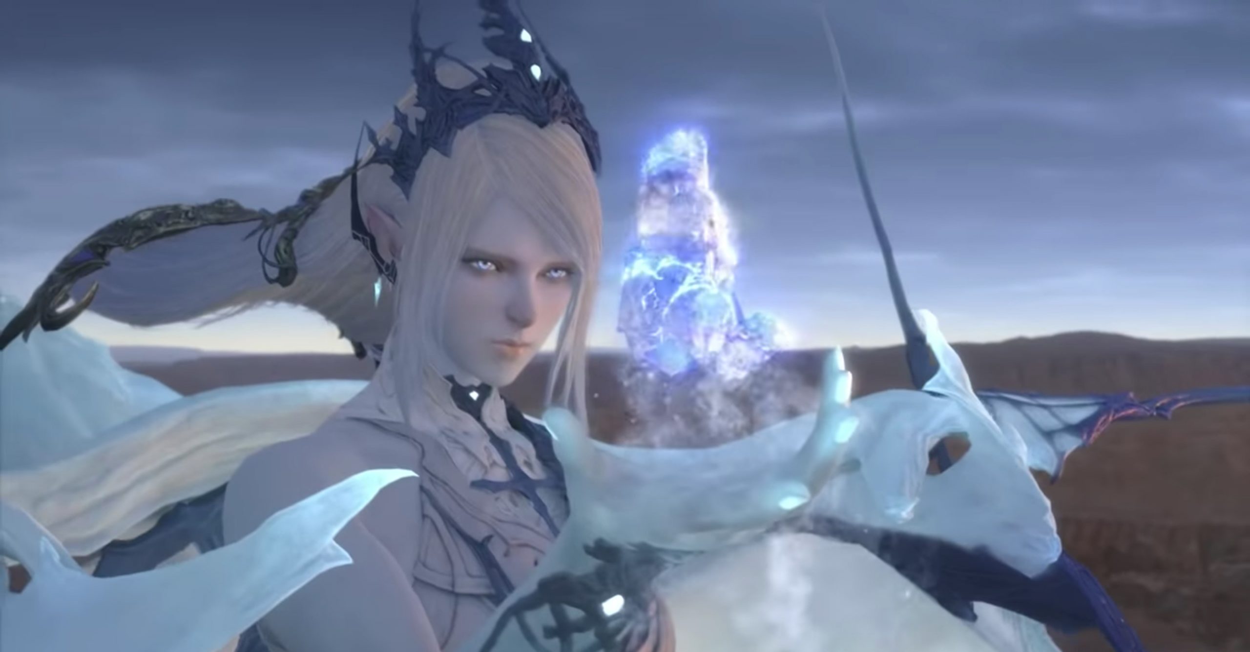 Final Fantasy XVI - neznámá čarodějka vytváří ledové krystaly