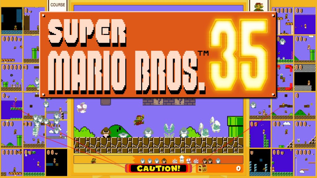 Obrazovka spojující hry hráčů Super Mario Bros. 35