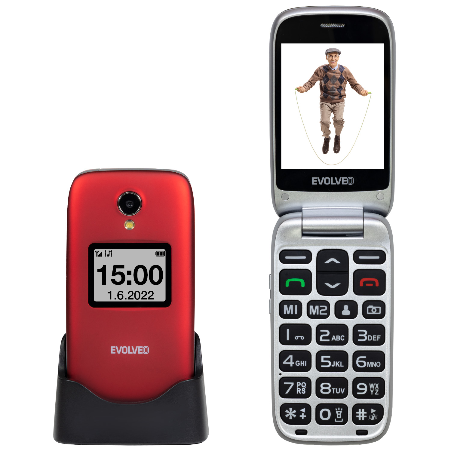 EVOLVEO EasyPhone FS Red full view